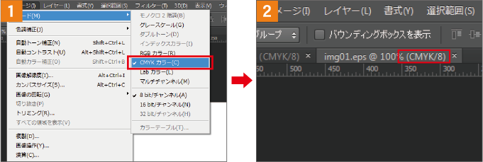 カラーモード「CMYK」