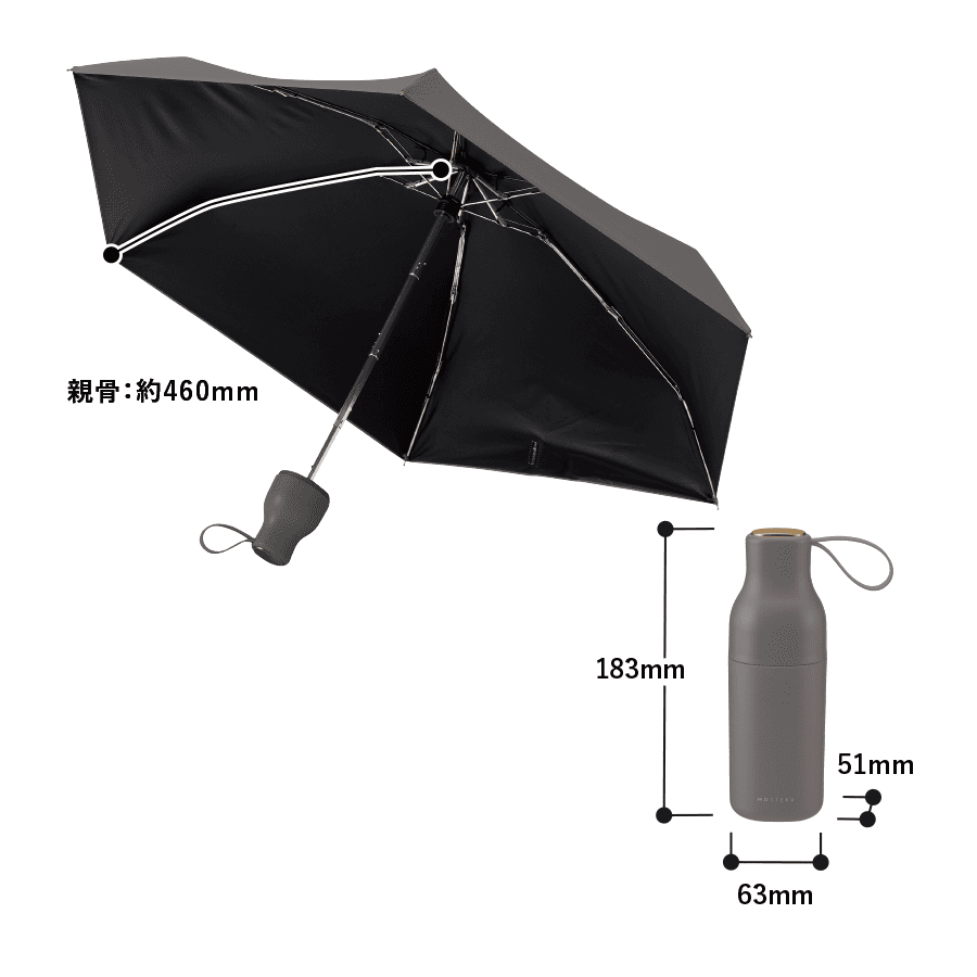 コンパクトボトル遮光アンブレラUPF50+ パッド印刷