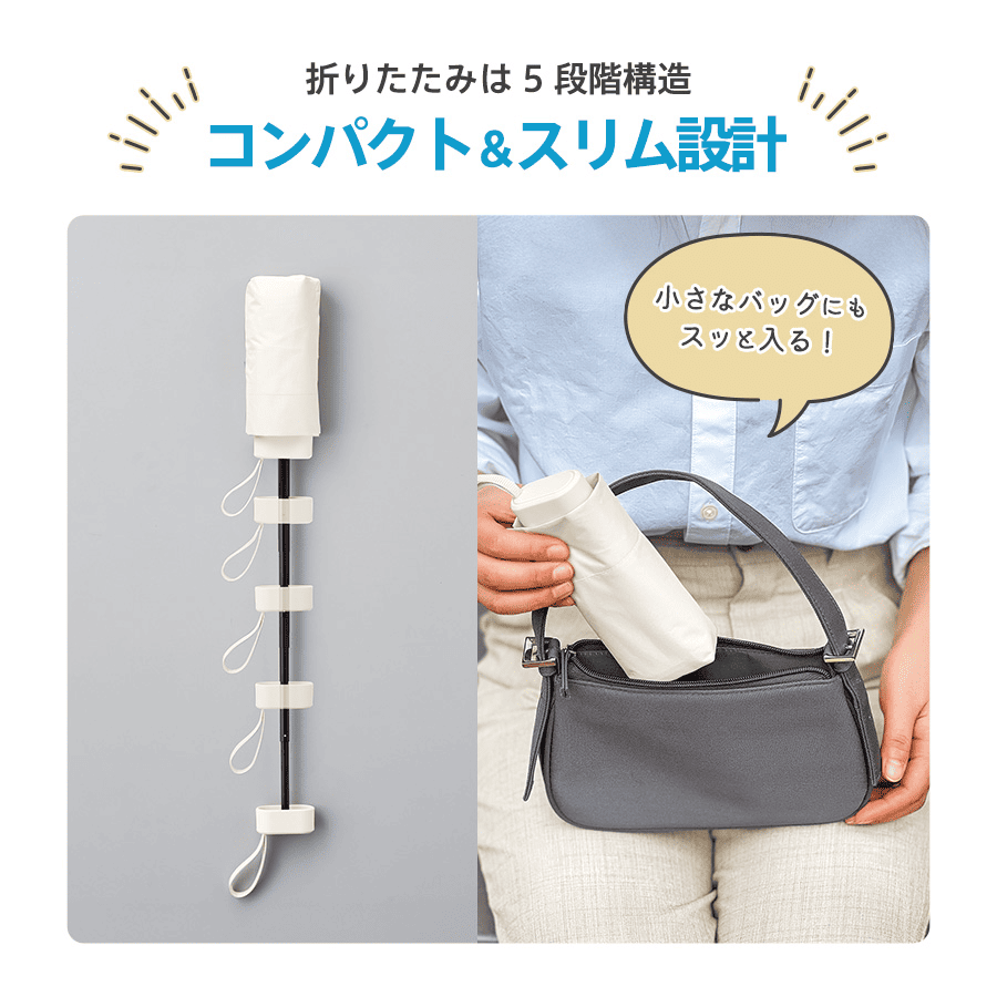 5段遮光コンパクト折りたたみ傘 シルク印刷